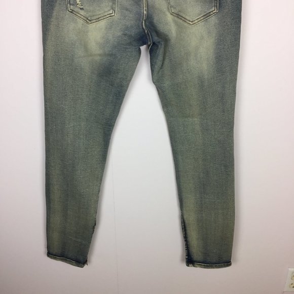 New! Fashion Nova Men Skinny Jeans 34x32 Distressed Ankle Zip Blue Denim Stretch - Picture 6 of 13